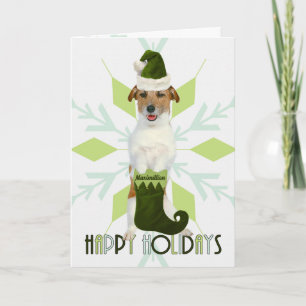 Cartes Pour Fêtes Annuelles Jack Russell Terrier Santa Dog Green Christmas