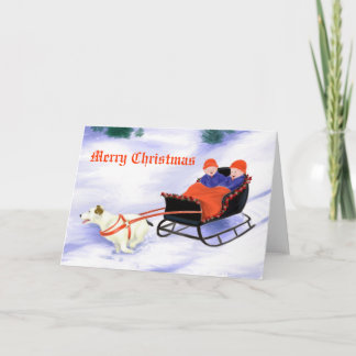 Cartes Pour Fêtes Annuelles Jack Russell Terrier tirant le traîneau