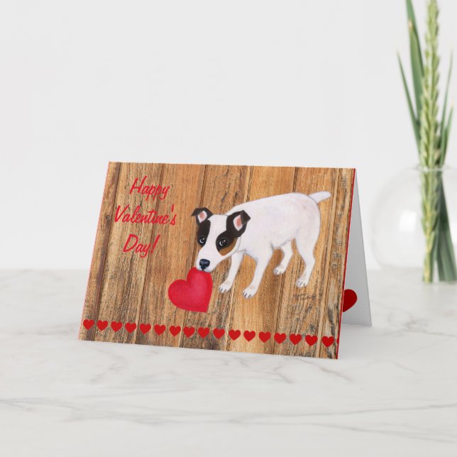 Cartes Pour Fêtes Annuelles Jack Russell Terrier Valentine Card Wood (Devant)