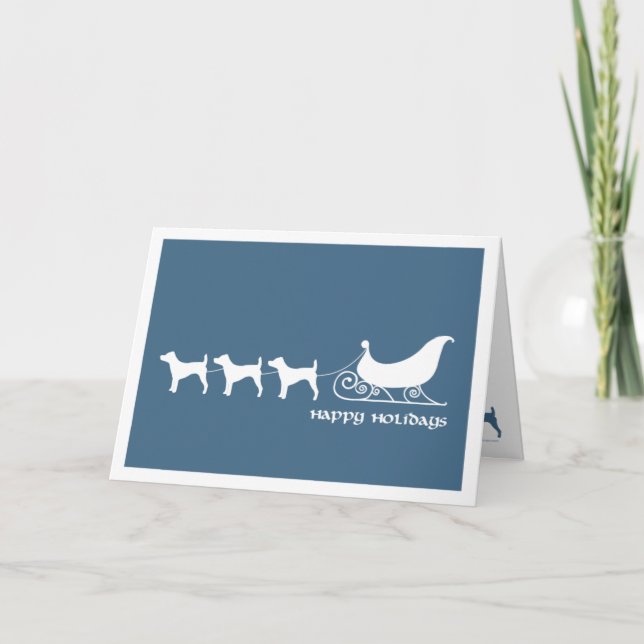 Cartes Pour Fêtes Annuelles Jack Russells Tirant Père Noël Sleigh (Devant)