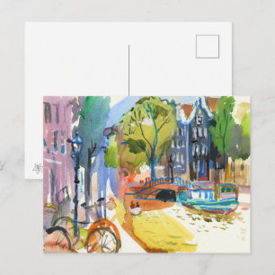Cartes Pour Fêtes Annuelles J'adore Amsterdam ! Aquarelle