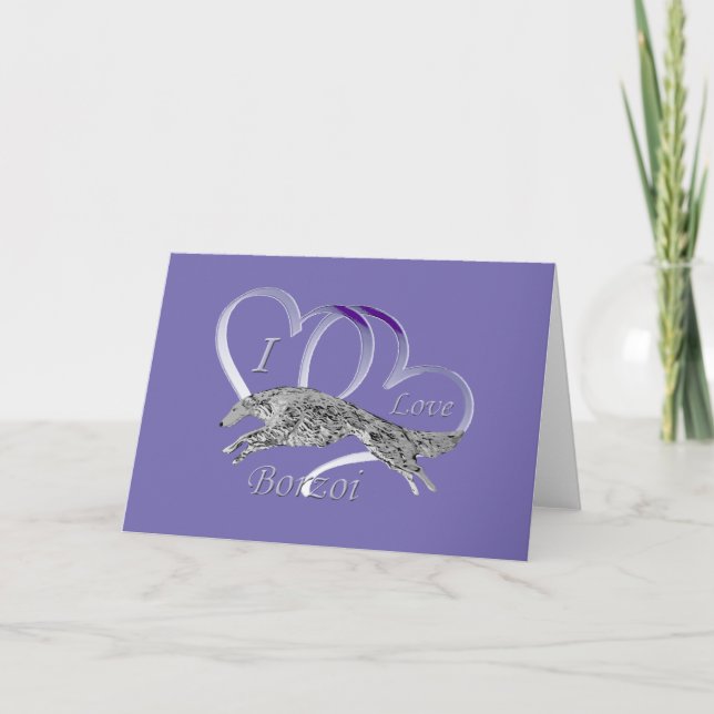 Cartes Pour Fêtes Annuelles J'adore les Borzoï (Devant)