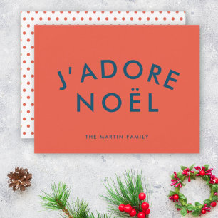 Cartes Pour Fêtes Annuelles J'adore Noel Modern Love Christmas Rouge et Mari