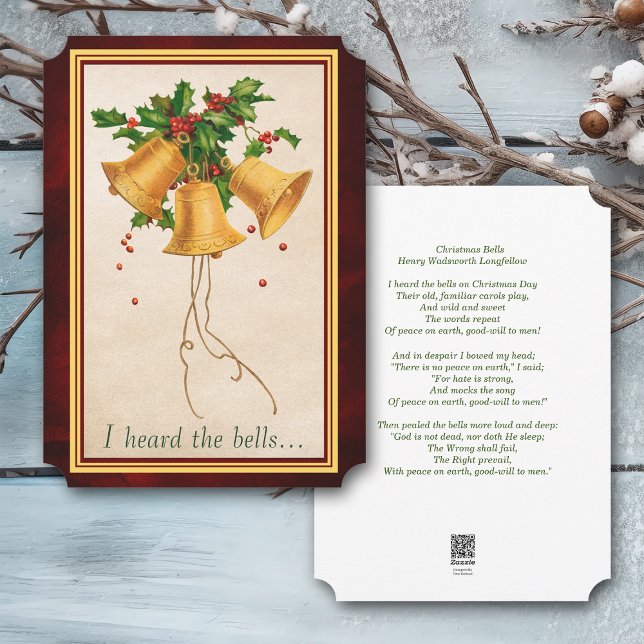 Cartes Pour Fêtes Annuelles J'ai entendu le poème Bells Longfellow Noël (Créateur téléchargé)