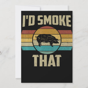 Cartes Pour Fêtes Annuelles J'Ai Fumé Que Drôle Rétro BBQ Pig Grill De Viande 
