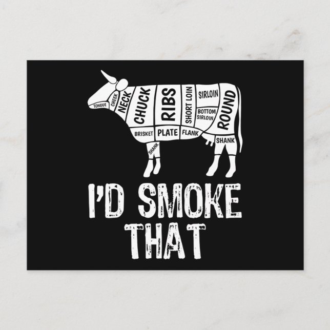 Cartes Pour Fêtes Annuelles J'Ai Fumé Que Vache BBQ Fumer Grillation Barbecue (Devant)