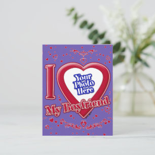 Cartes Pour Fêtes Annuelles J'Aime Ma Fille Photo Coeurs Rouges Violet