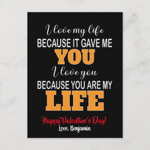 Cartes Pour Fêtes Annuelles J'Aime Ma Vie Parce Qu'Elle M'A Donné Valentine