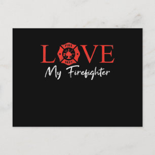 Cartes Pour Fêtes Annuelles J'aime mon pompier femme mariée petite amie couple
