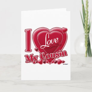 Cartes Pour Fêtes Annuelles J'aime mon rouge de cousin - coeur