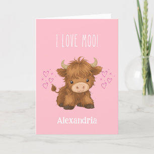 Cartes Pour Fêtes Annuelles J'aime Moo Highland Cow Valentine