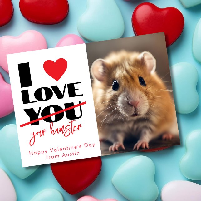 Cartes Pour Fêtes Annuelles J'aime ton hamster drôle Saint Valentin (Créateur téléchargé)