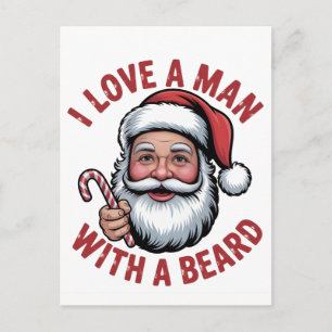 Cartes Pour Fêtes Annuelles J'aime un homme avec une barbe Père Noël barbu Noë