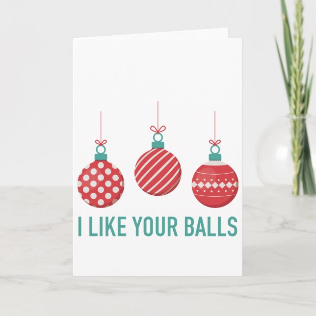 Cartes Pour Fêtes Annuelles J'aime vos boules (Devant)