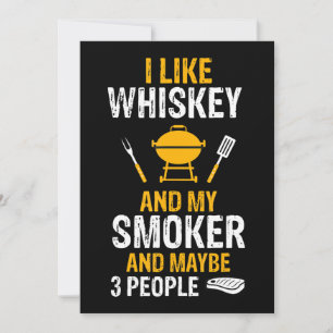 Cartes Pour Fêtes Annuelles J'Aime Whiskey My Smoker 3 Personnes BBQ Drôle