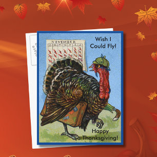 Cartes Pour Fêtes Annuelles J'Aimerais Pouvoir Voler Thanksgiving Turquie