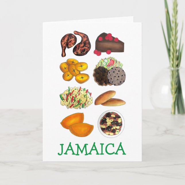 Cartes Pour Fêtes Annuelles JAMAICA Jamaïcain Foods Caribbean Island Cuisine (Devant)