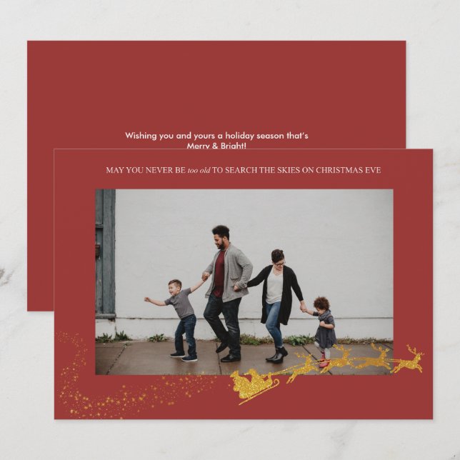 Cartes Pour Fêtes Annuelles Jamais trop vieux Red Faux Gold Parties scintillan (Devant / Derrière)