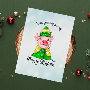 Cartes Pour Fêtes Annuelles Jambon vous-même un très joyeux Noël Funny Cochon