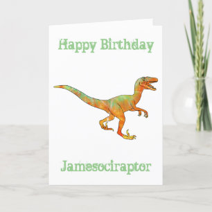 Cartes Pour Fêtes Annuelles James ociraptor Funny Velociraptor Dinosaur Art