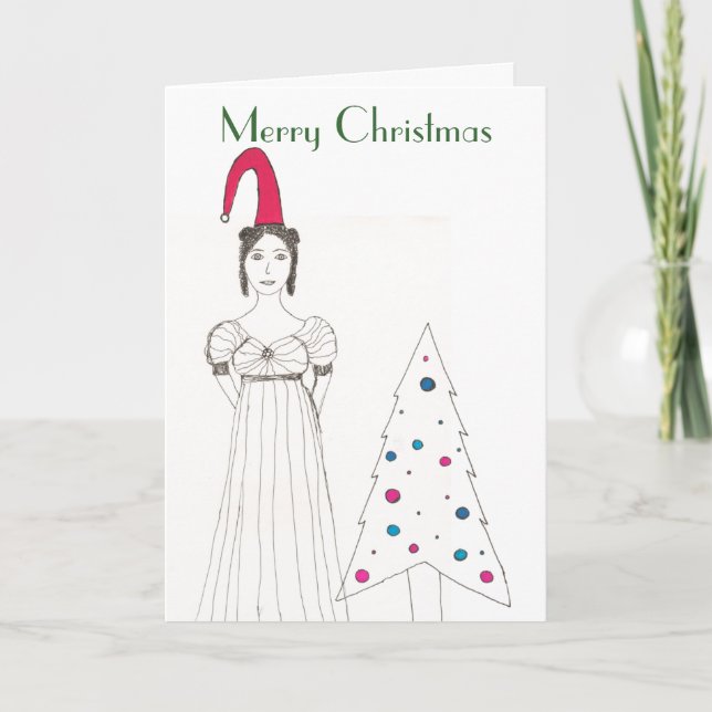 Cartes Pour Fêtes Annuelles Jane Austen, casquette de Noël, Christm... (Devant)