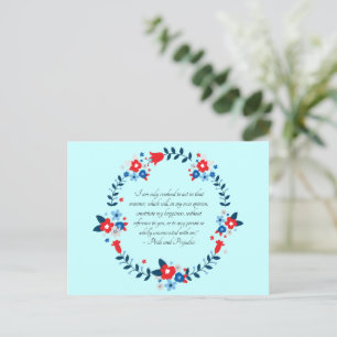 Cartes Pour Fêtes Annuelles Jane Austen Citation du bonheur, fierté et préjugé