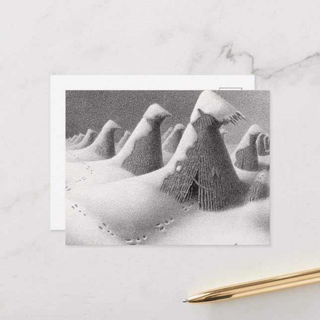 Cartes Pour Fêtes Annuelles Janvier, Iowa par Grant Wood (Devant/Arrière en situation)