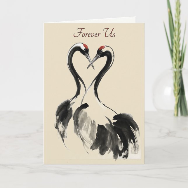 Cartes Pour Fêtes Annuelles Japanese Crane Love Greeting Card (Devant)