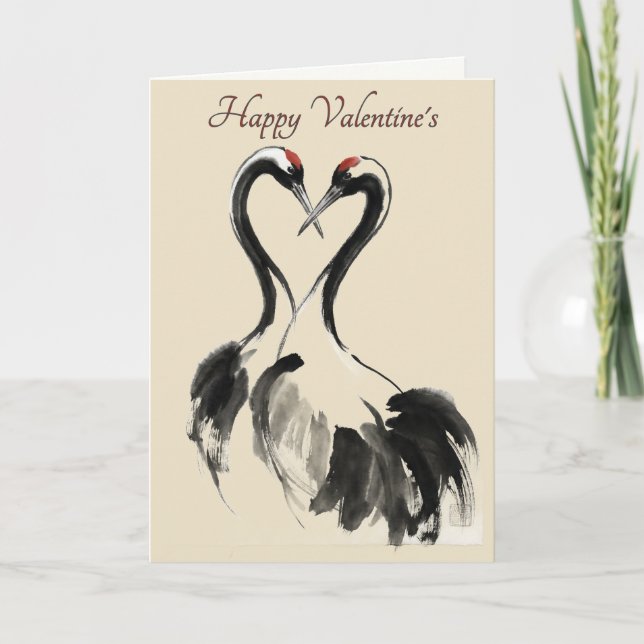 Cartes Pour Fêtes Annuelles Japanese Crane Love Valentine Card (Devant)