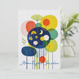 Cartes Pour Fêtes Annuelles Jardin Abstrait d'Art Populaire Lune Étoiles Fanta