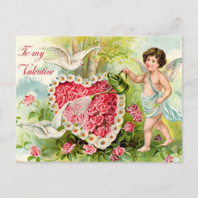 Cartes Pour Fêtes Annuelles Jardin Avec Cupide (Devant)
