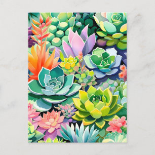 Cartes Pour Fêtes Annuelles Jardin botanique de succulentes colorées d'été
