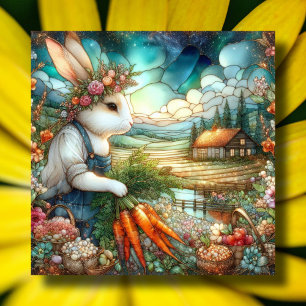 Cartes Pour Fêtes Annuelles Jardin de campagne de Rabbit de Pâques coloré