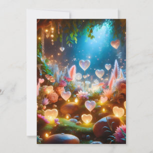 Cartes Pour Fêtes Annuelles Jardin de cœur de fleurs magiques lumineuses