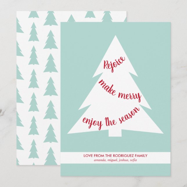 Cartes Pour Fêtes Annuelles Jardin de Noël Géométrique vert Mint (Devant / Derrière)