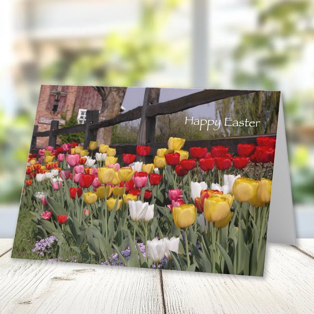 Cartes Pour Fêtes Annuelles Jardin de Tulip Joyeux Pâques (Créateur téléchargé)