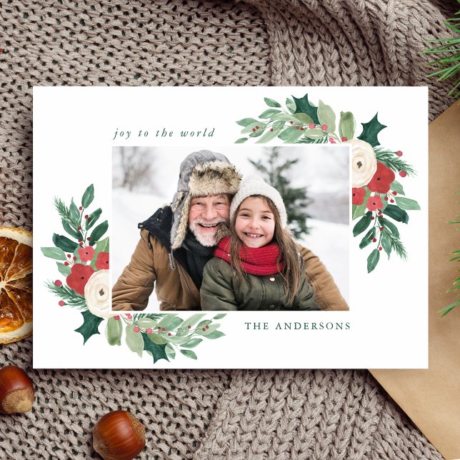 Cartes Pour Fêtes Annuelles Jardin d'hiver Rouge Floral et verdure Photo (Créateur téléchargé)