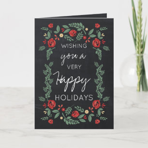 Cartes Pour Fêtes Annuelles jardin fleuri chalkboard accueil