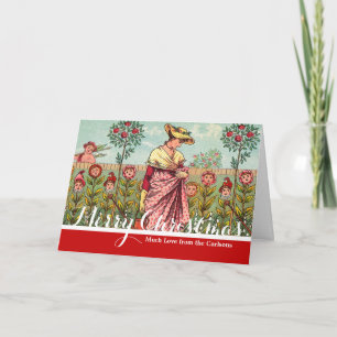 Cartes Pour Fêtes Annuelles Jardin Fleurir Femme Art Antique