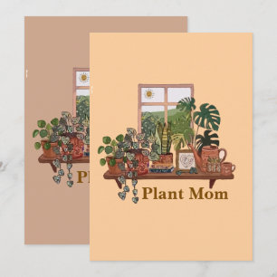 Cartes Pour Fêtes Annuelles Jardin Intérieur Maman Plante Bohème Aquarelle