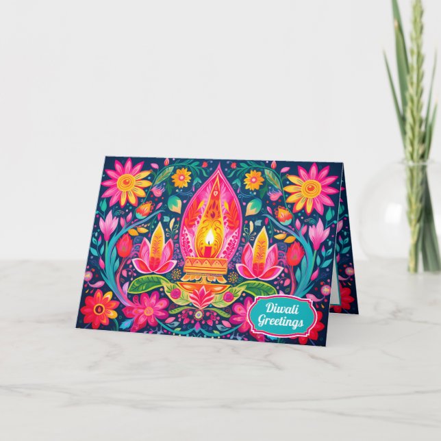Cartes Pour Fêtes Annuelles Jardins enchantés de Diwali (Devant)