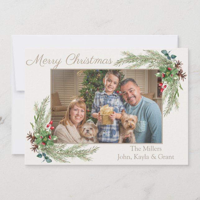 Cartes Pour Fêtes Annuelles JAUNE DE NOËL customisé VERDURE DE PINNEEDLE (Devant)