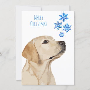 Cartes Pour Fêtes Annuelles Jaune de Noël Flocon de neige mignonne Chien Labra