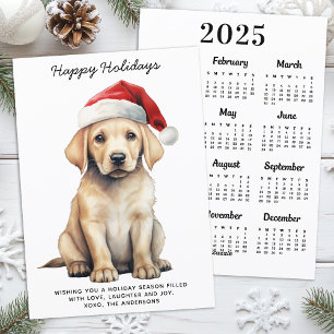 Cartes Pour Fêtes Annuelles Jaune Labrador 2025 Calendrier Amoureux des chiens