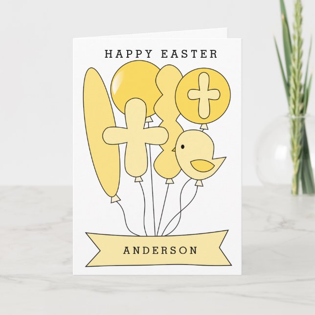 Cartes Pour Fêtes Annuelles Jaune religieuse Joyeux Pâques (Devant)