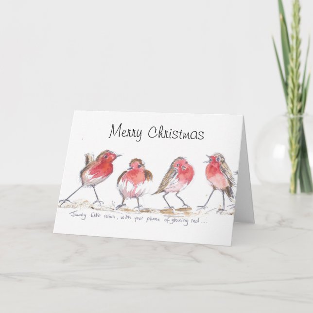 Cartes Pour Fêtes Annuelles Jaunty little robins (Devant)