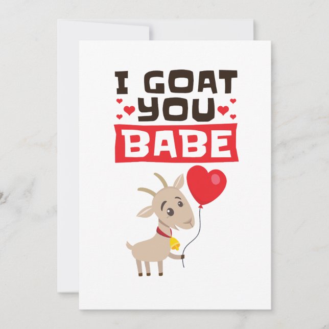 Cartes Pour Fêtes Annuelles Je Chèvre Toi Bébé Saint-Valentin Amateur d'Animau (Devant)