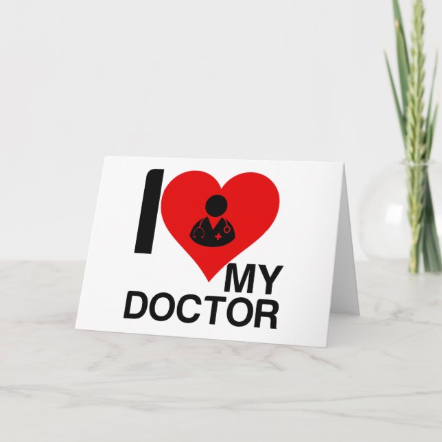 CARTES POUR FÊTES ANNUELLES JE COEUR MON MÉDECIN (Devant)