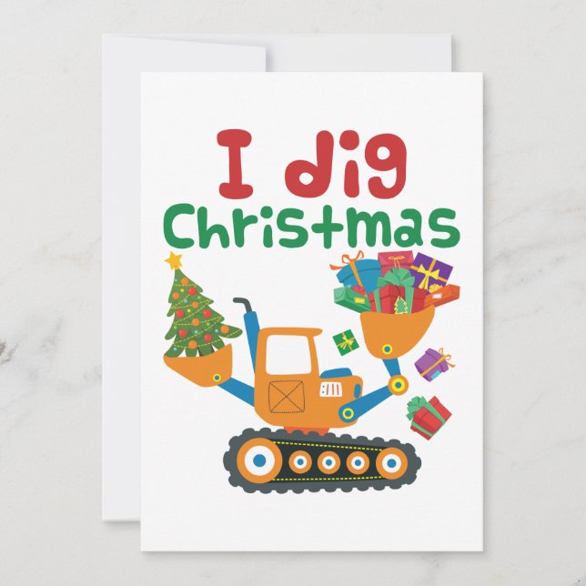 Cartes Pour Fêtes Annuelles Je creuse Noël Vacances de Noël Excavatrice (Devant)
