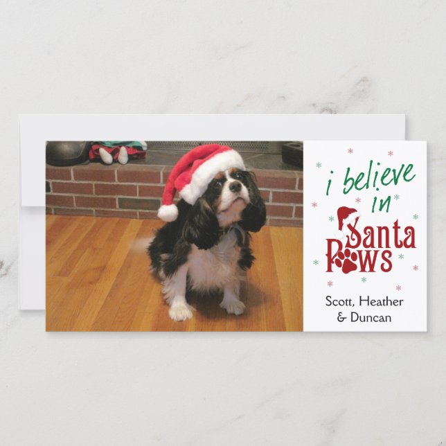 Cartes Pour Fêtes Annuelles Je crois en Père Noël Paws (Devant)